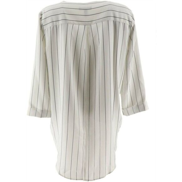 Lisa Rinna Collection Striped Cross Front Top - Picture 4 of 6